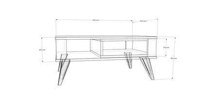 Τραπεζάκι Σαλονιού Δρυς - Λευκό 90 x 60 x 40 εκ GR875ZNA2808