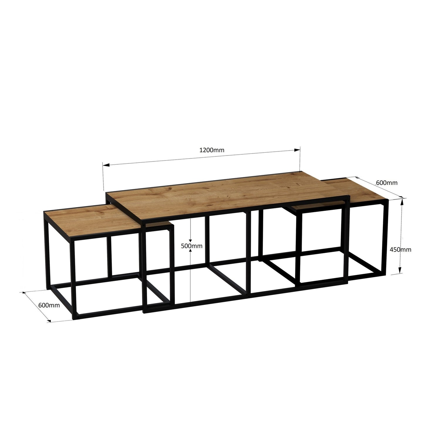 Τραπεζάκι Σαλονιού Δρυς - Μαύρο 120 x 60 x 50 εκ GR875ZNA2809