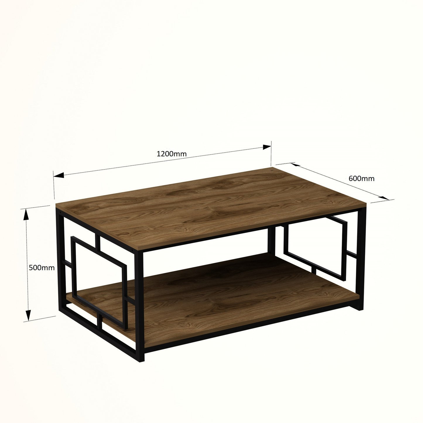 Τραπεζάκι Σαλονιού Καρυδί - Μαύρο 120 x 60 x 50 εκ GR875ZNA2811
