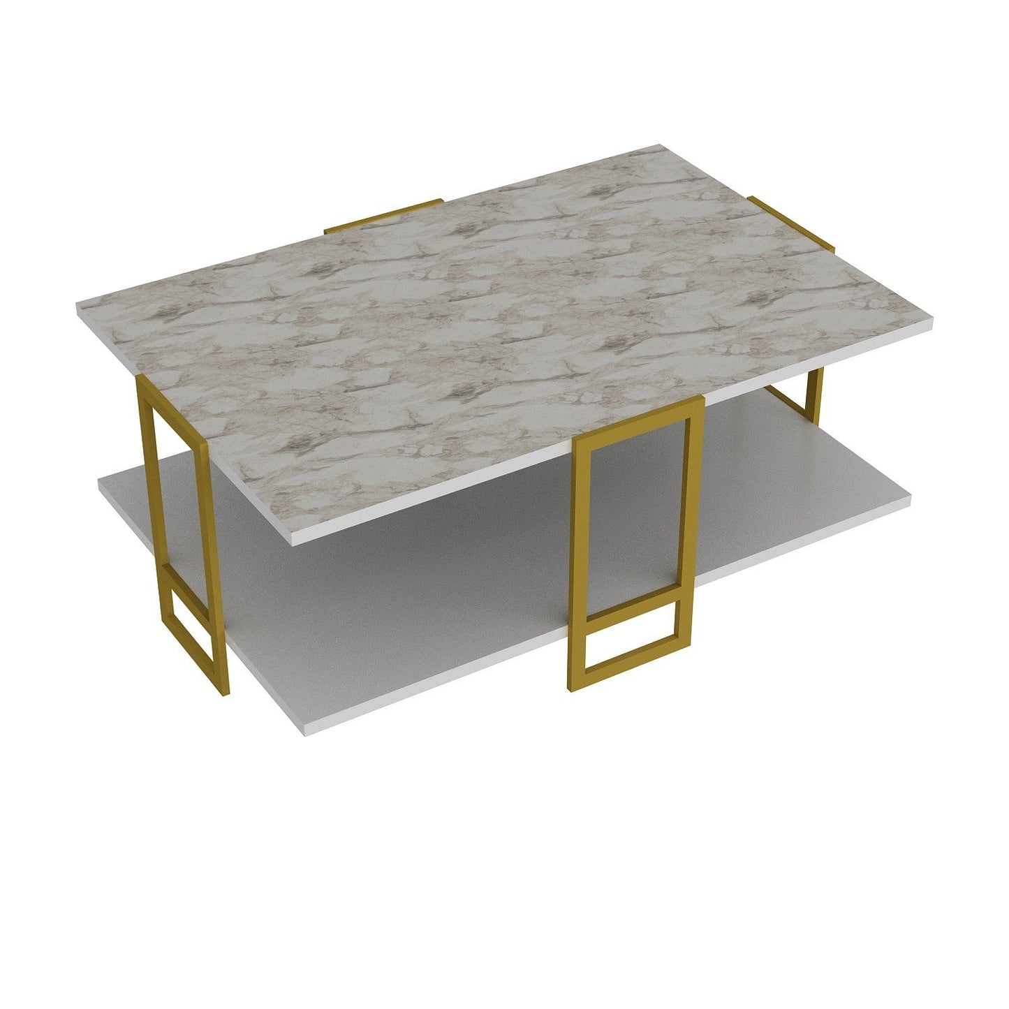 Τραπεζάκι Σαλονιού Χρυσό - Λευκό 91,5 x 61,5 x 36,6 εκ GR875ZNA2813