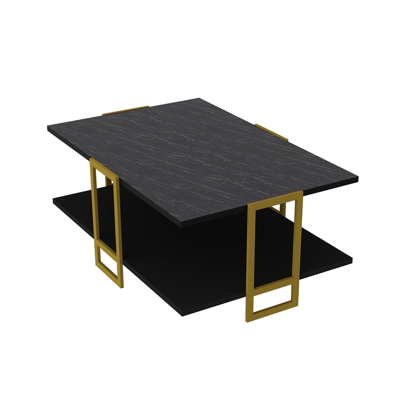 Τραπεζάκι Σαλονιού Χρυσό - Μαύρο 91,5 x 61,5 x 36,6 εκ GR875ZNA2814