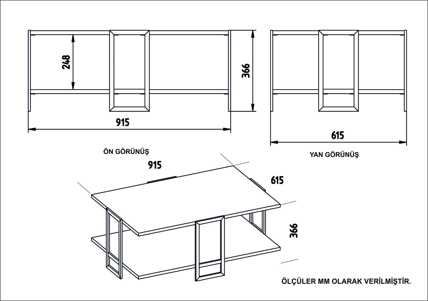 Τραπεζάκι Σαλονιού Χρυσό - Μαύρο 91,5 x 61,5 x 36,6 εκ GR875ZNA2814