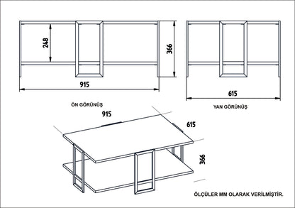 Τραπεζάκι Σαλονιού Χρυσό - Μαύρο 91,5 x 61,5 x 36,6 εκ GR875ZNA2814