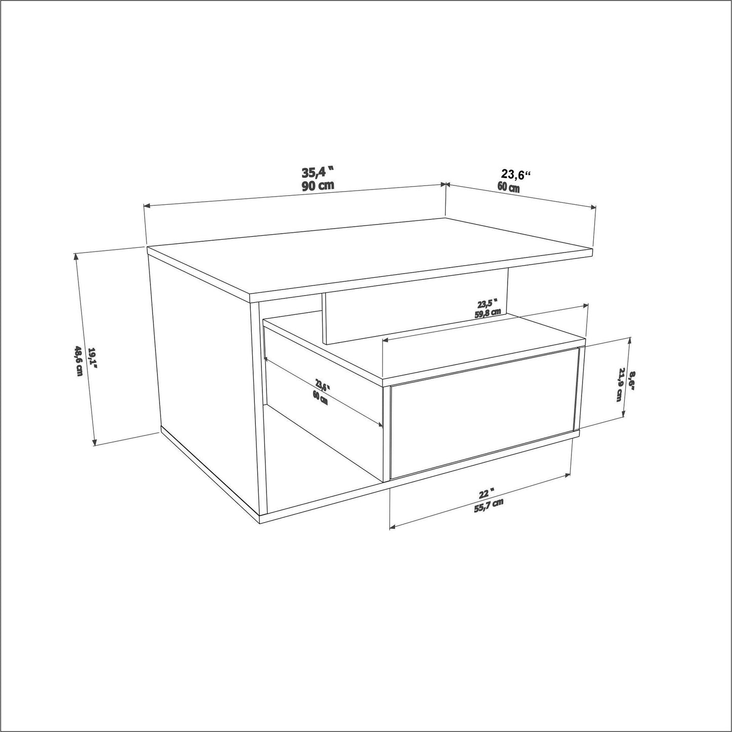 Τραπεζάκι Σαλονιού Καρυδί 90 x 60 x 48,6 εκ GR875ZNA2815