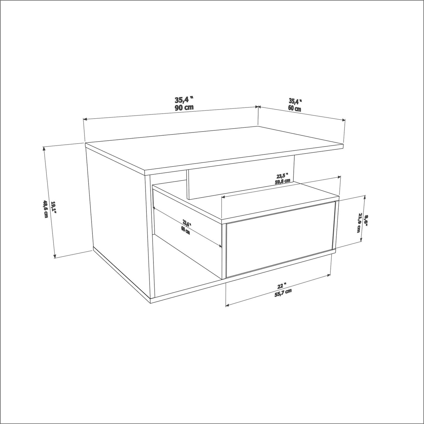 Τραπεζάκι Σαλονιού Μπεζ - Λευκό 90 x 60 x 48,6 εκ GR875ZNA2816