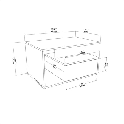 Τραπεζάκι Σαλονιού Μπεζ - Λευκό 90 x 60 x 48,6 εκ GR875ZNA2816