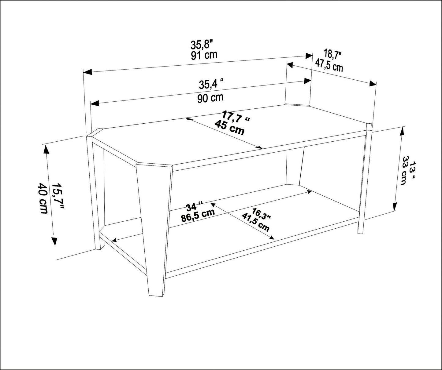Τραπεζάκι Σαλονιού Καρυδί - Travertine 91 x 47,5 x 40 εκ GR875ZNA2818