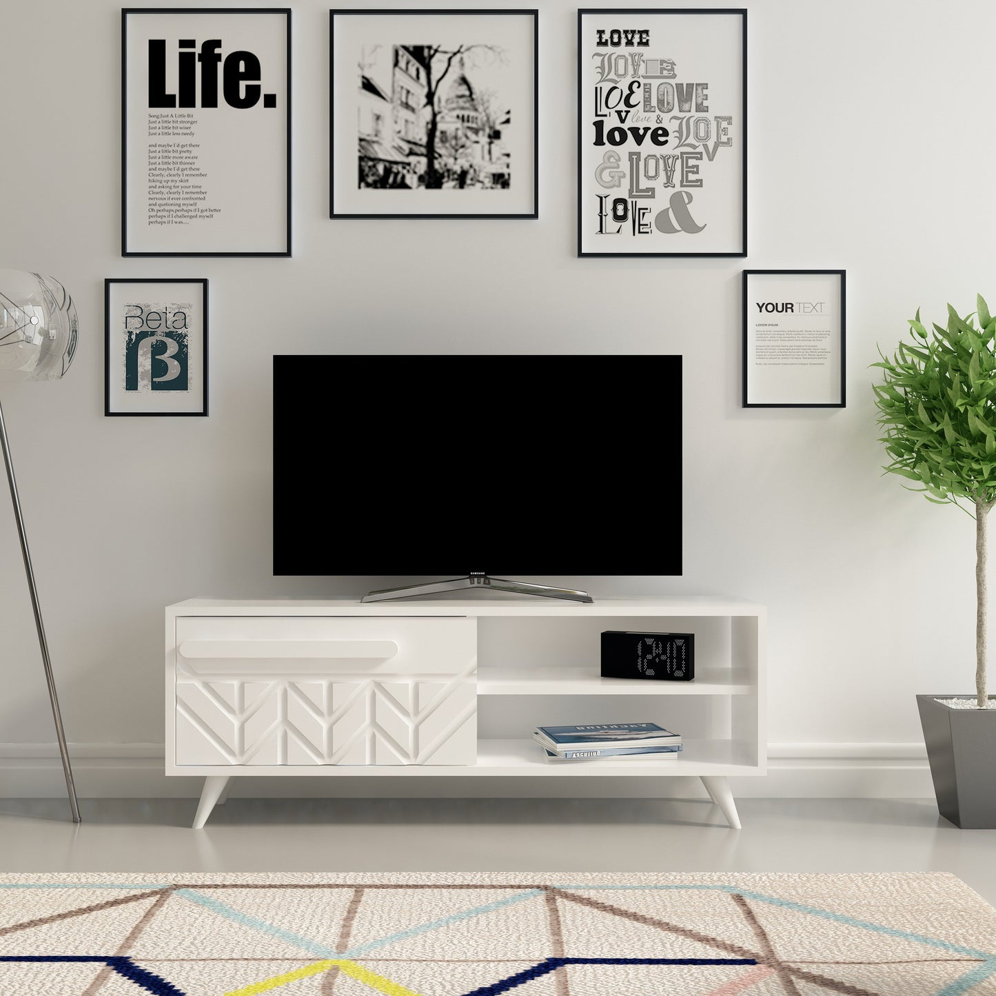 Έπιπλο Τηλεόρασης TV Βάση Σύνθεση Λευκό | 875ZNA3031