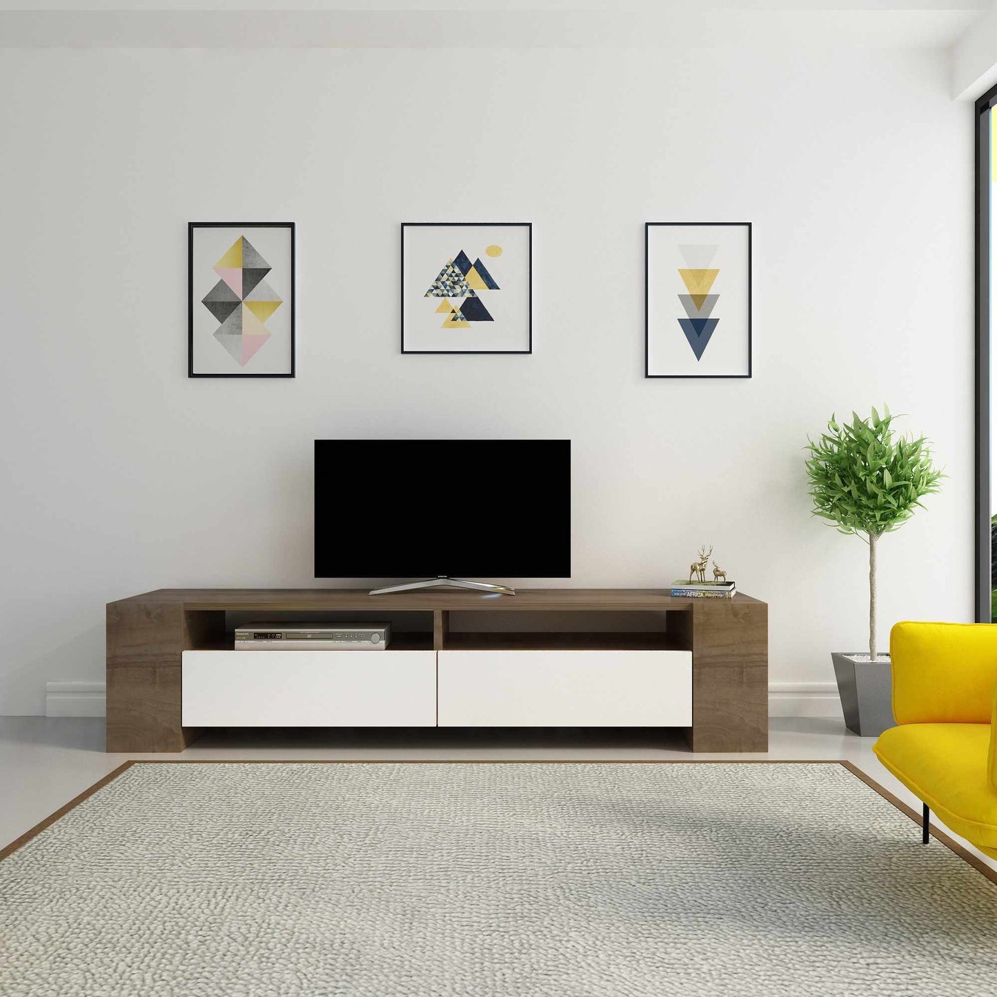 Έπιπλο Τηλεόρασης TV Βάση Σύνθεση Καρυδί Λευκό | 875ZNA3032