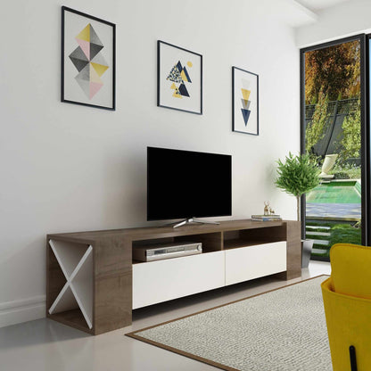 Έπιπλο Τηλεόρασης TV Βάση Σύνθεση Καρυδί Λευκό | 875ZNA3032