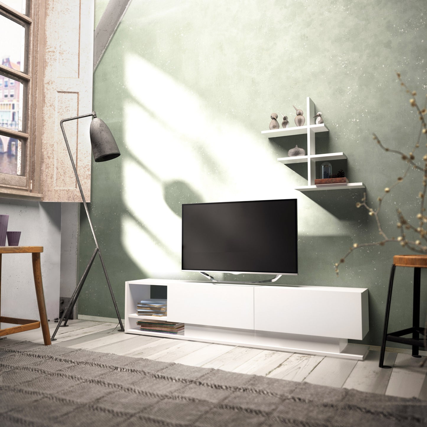 Έπιπλο Τηλεόρασης TV Βάση Σύνθεση Λευκό | 875ZNA3044