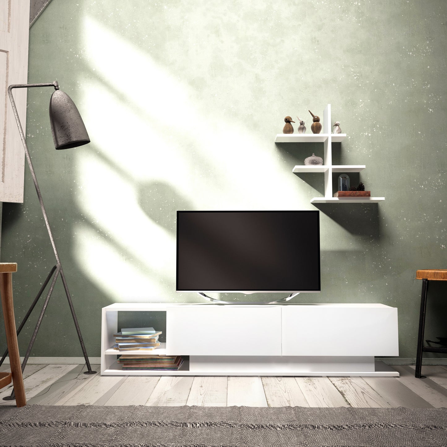 Έπιπλο Τηλεόρασης TV Βάση Σύνθεση Λευκό | 875ZNA3044