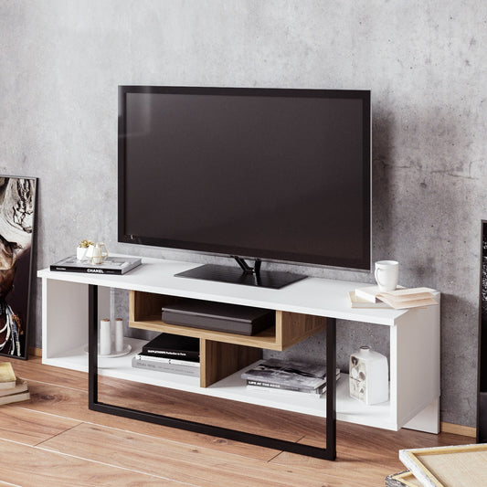 Έπιπλο Τηλεόρασης TV Βάση Σύνθεση Λευκό Μαύρο Δρυς | 875ZNA3046