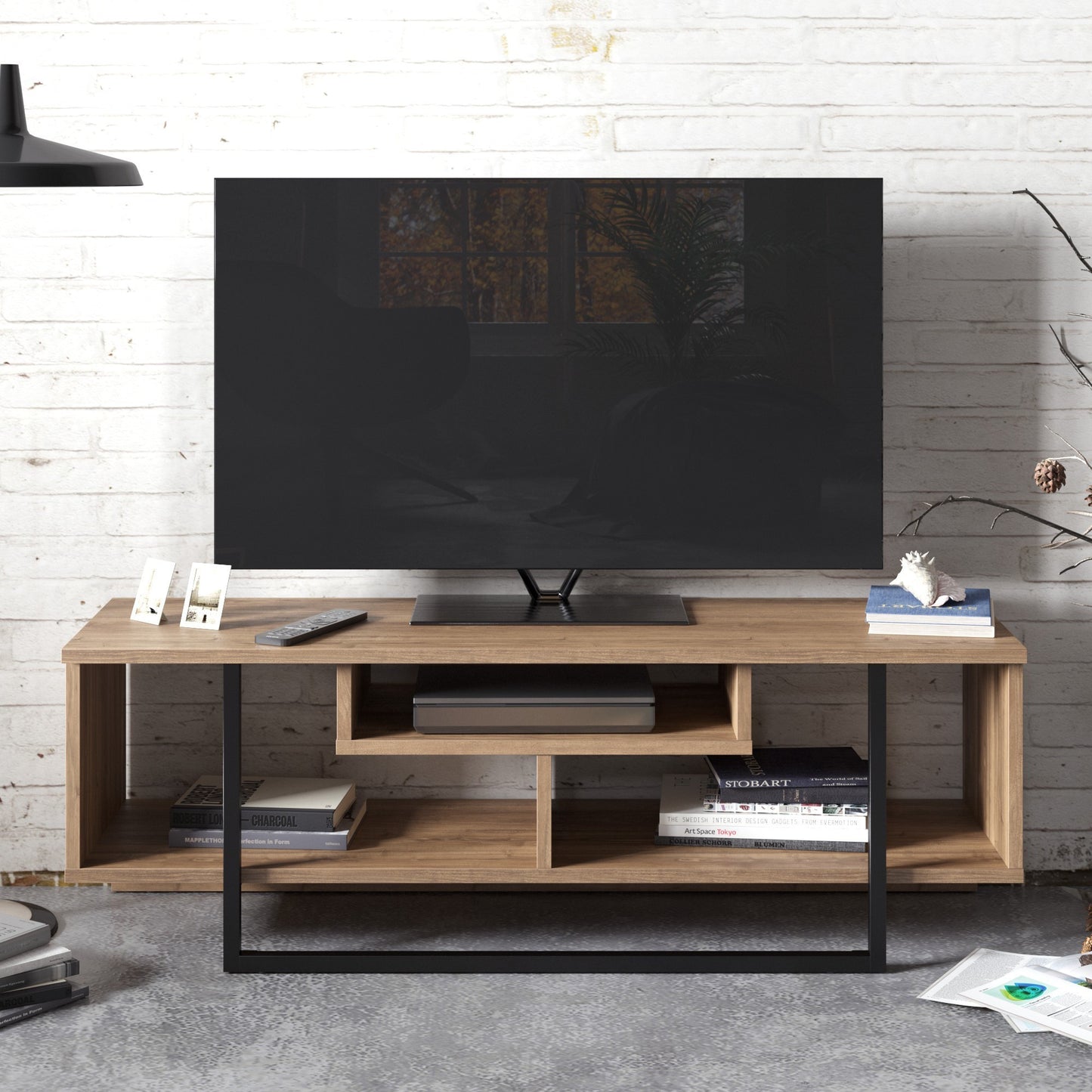 Έπιπλο Τηλεόρασης TV Βάση Σύνθεση Καρυδί Μαύρο | 875ZNA3047