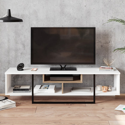 Έπιπλο Τηλεόρασης TV Βάση Σύνθεση Λευκό Μαύρο Δρυς | 875ZNA3050