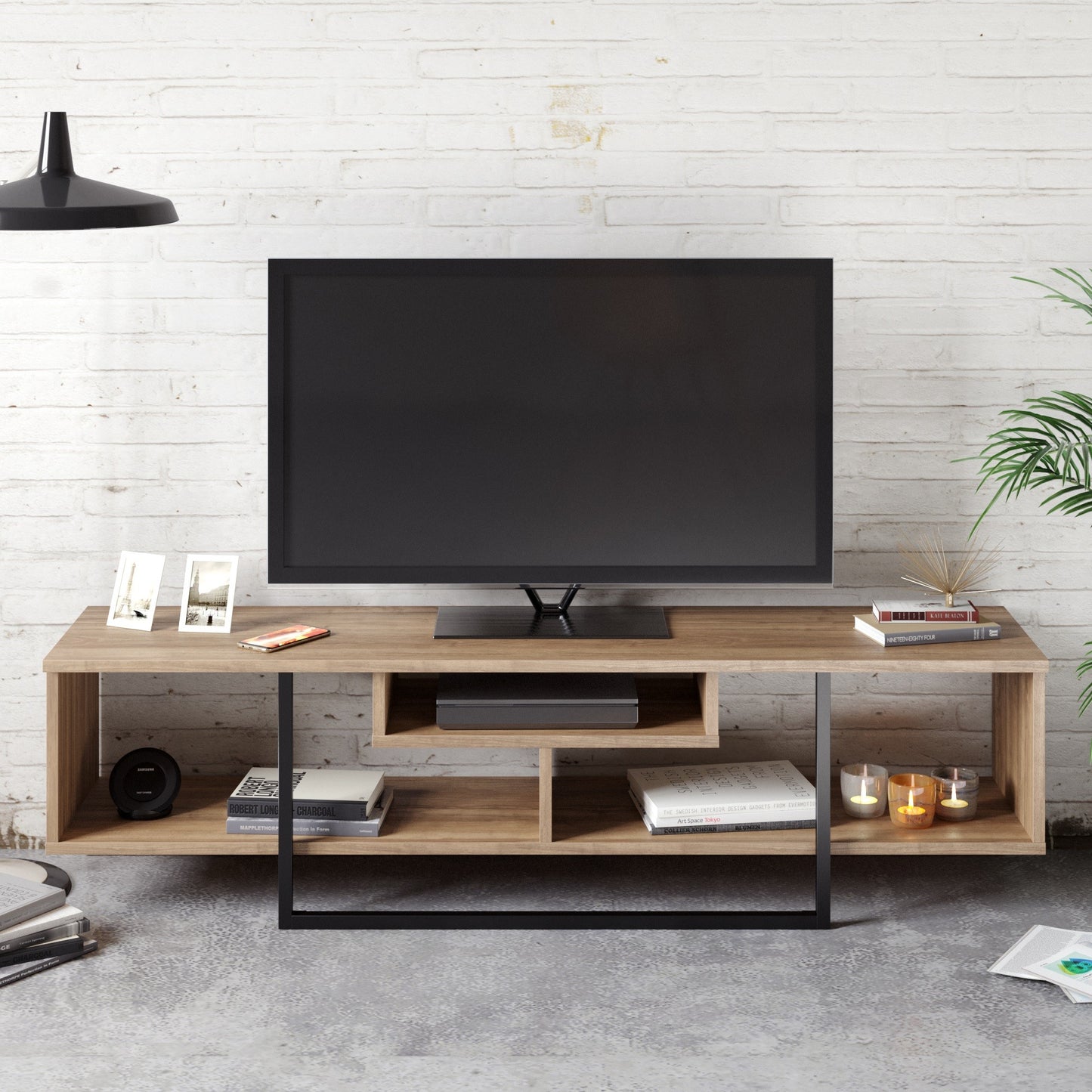 Έπιπλο Τηλεόρασης TV Βάση Σύνθεση Καρυδί Μαύρο | 875ZNA3051