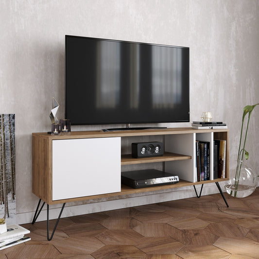 Έπιπλο Τηλεόρασης TV Βάση Σύνθεση Καρυδί Μαύρο Λευκό | 875ZNA3055