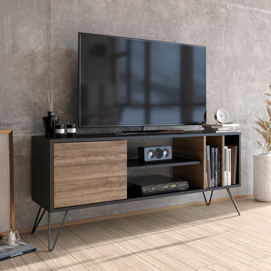Έπιπλο Τηλεόρασης TV Βάση Σύνθεση Καρυδί Μαύρο | 875ZNA3056