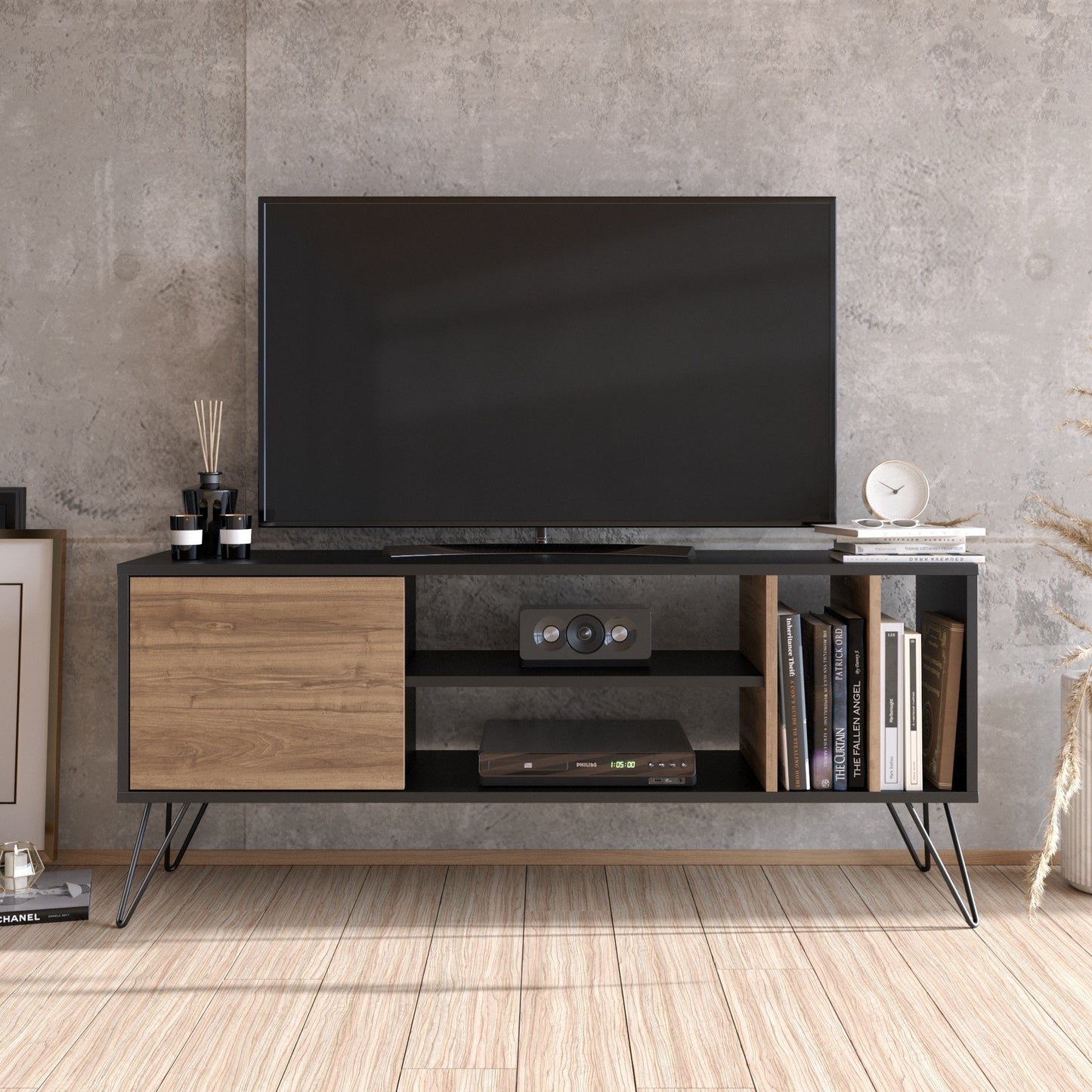Έπιπλο Τηλεόρασης TV Βάση Σύνθεση Καρυδί Μαύρο | 875ZNA3056