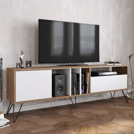 Έπιπλο Τηλεόρασης TV Βάση Σύνθεση Καρυδί Μαύρο Λευκό | 875ZNA3057