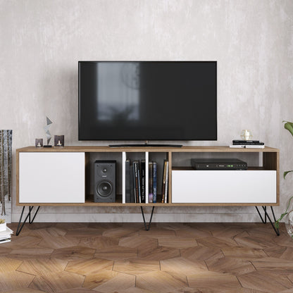Έπιπλο Τηλεόρασης TV Βάση Σύνθεση Καρυδί Μαύρο Λευκό | 875ZNA3057