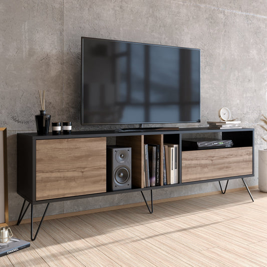 Έπιπλο Τηλεόρασης TV Βάση Σύνθεση Καρυδί Μαύρο | 875ZNA3058