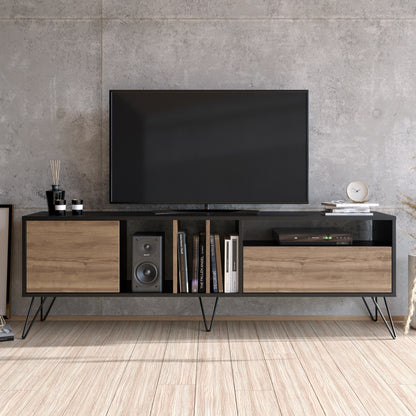 Έπιπλο Τηλεόρασης TV Βάση Σύνθεση Καρυδί Μαύρο | 875ZNA3058