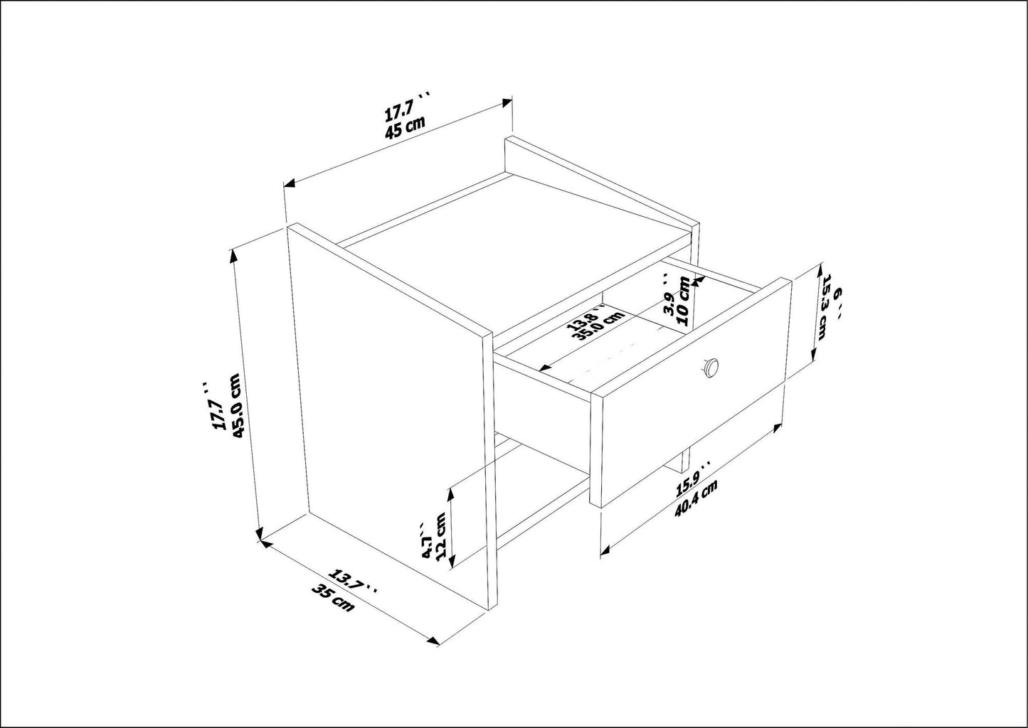 Κομοδίνο Βοηθητικό Τραπεζάκι 38,8x55,8x17,1 εκ. | 875ZNA3411
