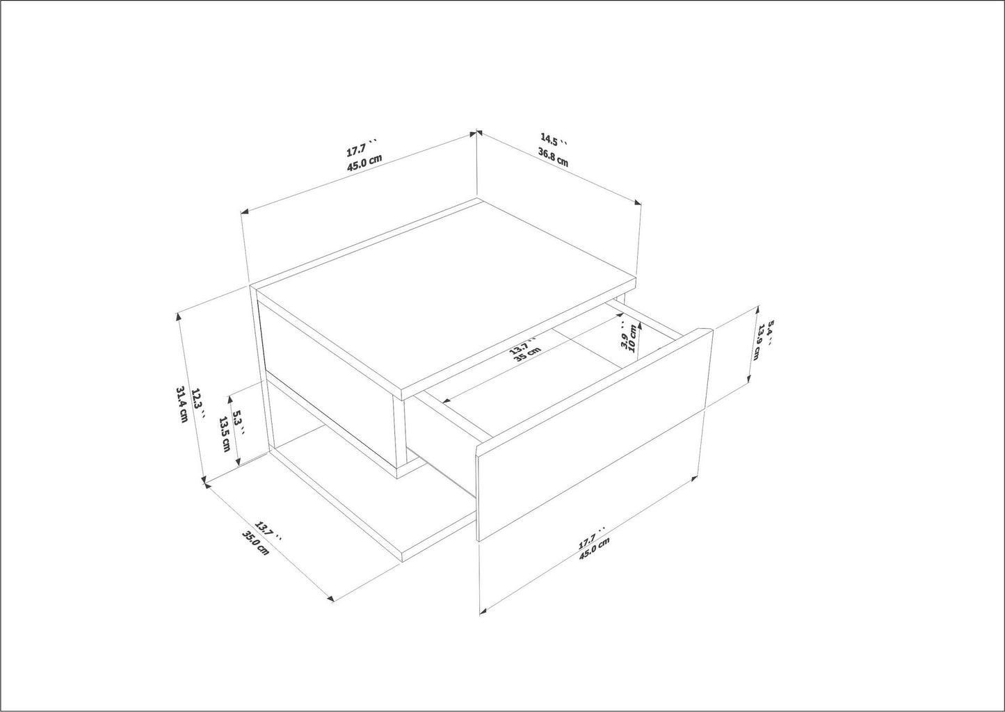 Κομοδίνο Βοηθητικό Τραπεζάκι 38,8x55,8x15,2 εκ. | 875ZNA3418