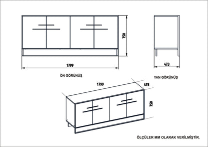 Μπουφές Χρυσό
Λευκό 179,9x47,3x75cm | 875ZNA3514