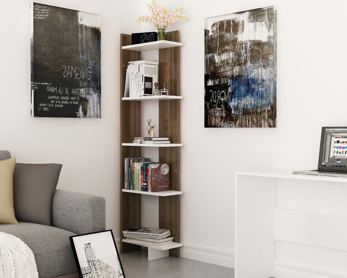 Βιβλιοθήκη 45 × 22 × 170 εκ. Καρυδί Λευκό GR875ZNA3602