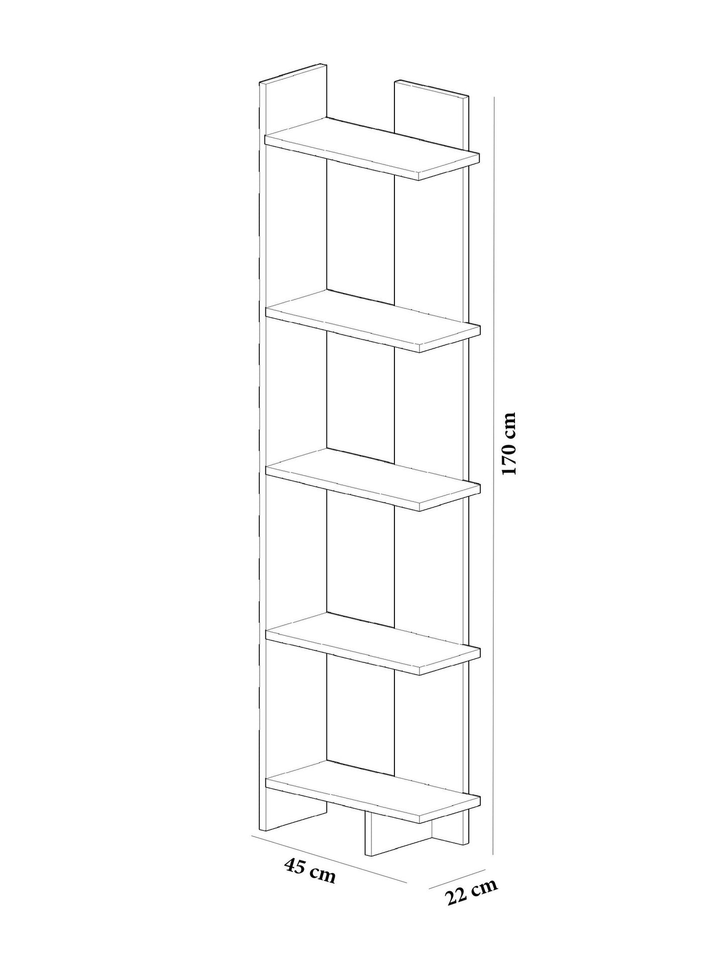 Βιβλιοθήκη 45 × 22 × 170 εκ. Μαύρο Λευκό GR875ZNA3604
