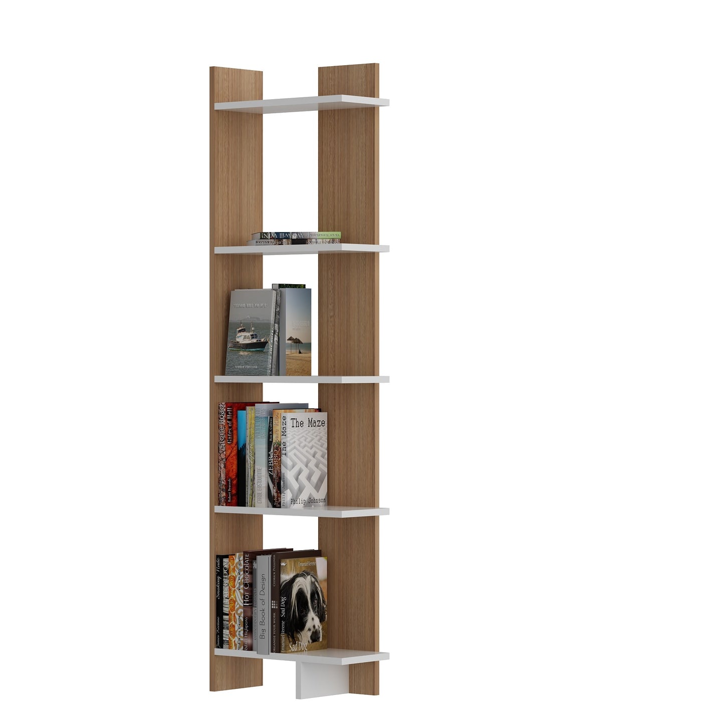 Βιβλιοθήκη 45 × 22 × 170 εκ. Teak Λευκό GR875ZNA3605