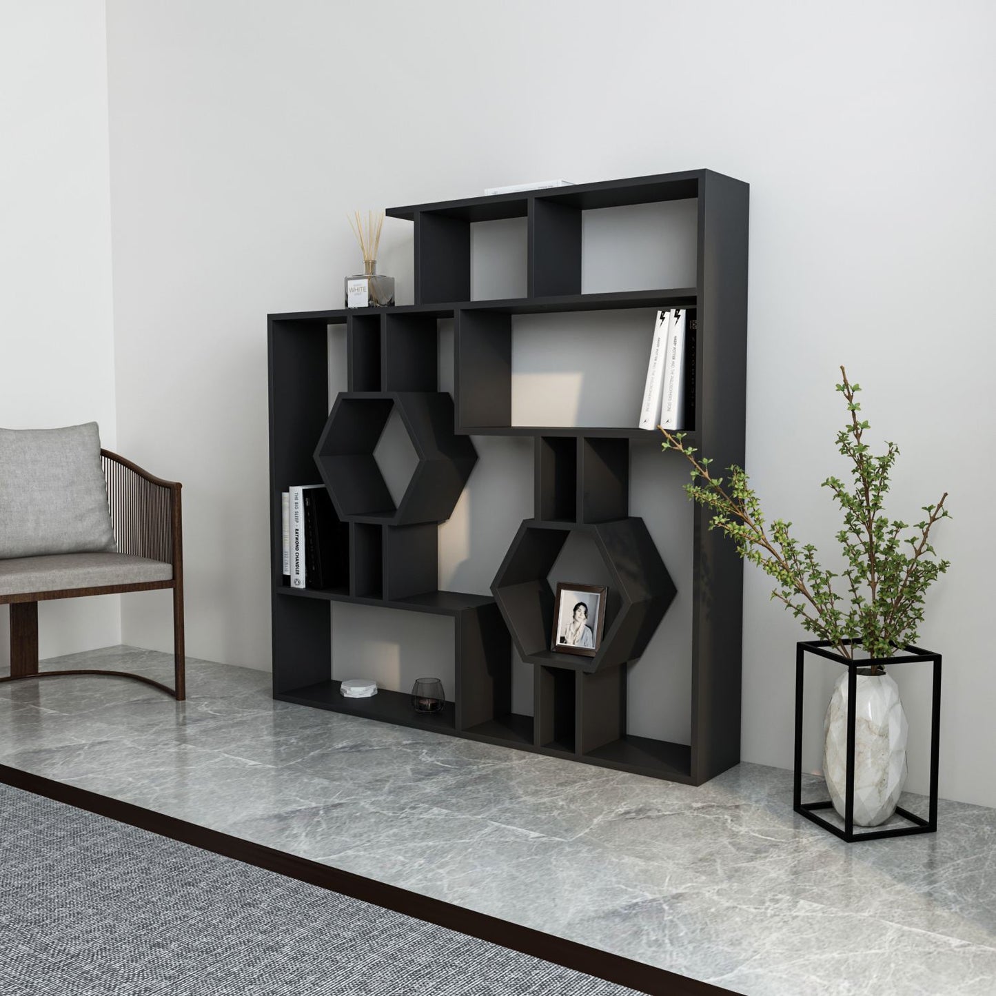 Βιβλιοθήκη 134 × 22 × 134 εκ. Μαύρο GR875ZNA3640