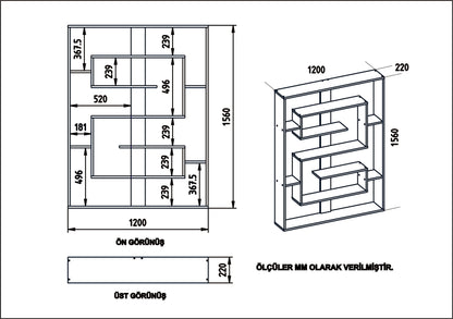 Βιβλιοθήκη 120 × 22 × 156 εκ. Λευκό GR875ZNA3647