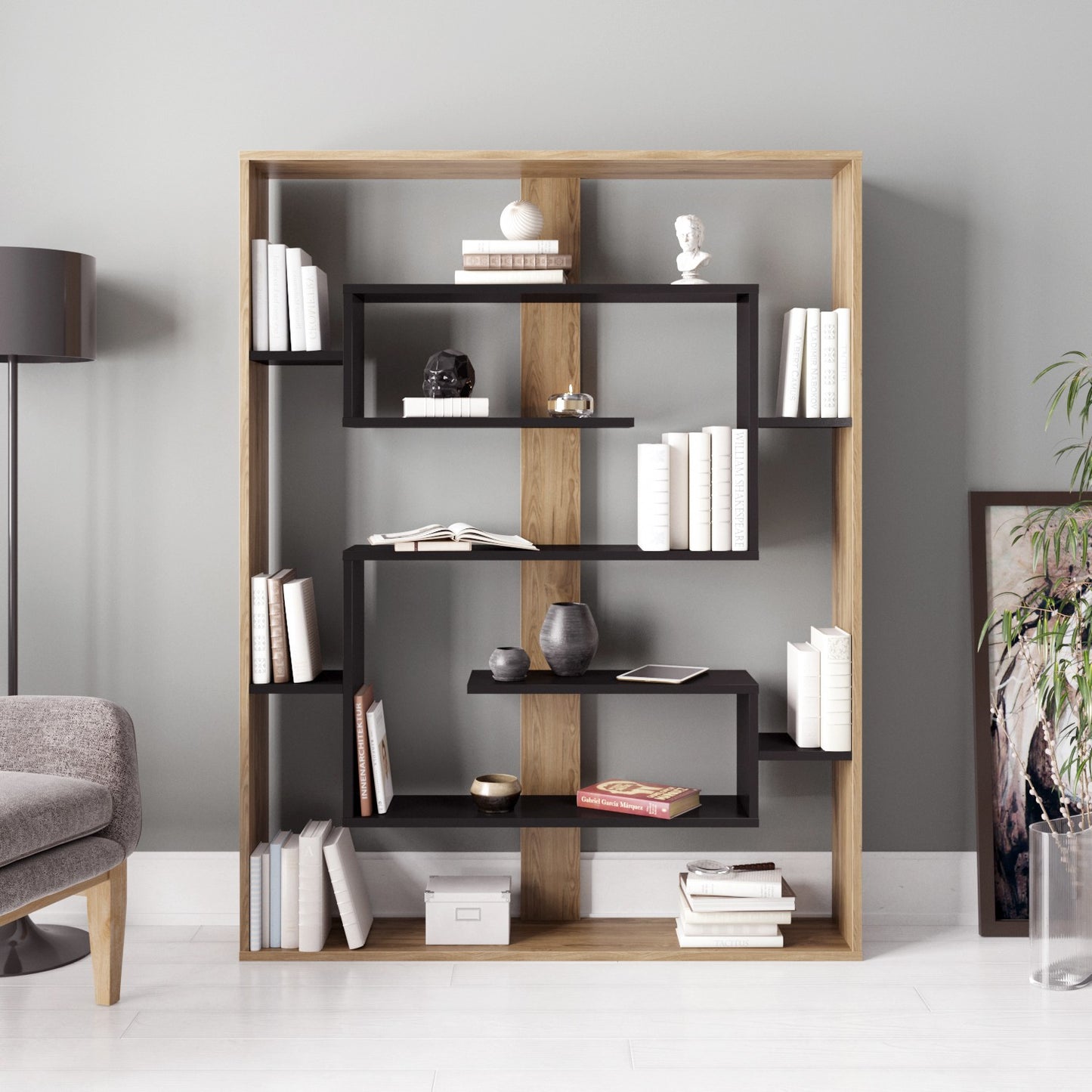 Βιβλιοθήκη 120 × 22 × 156 εκ. Μαύρο Δρυς GR875ZNA3650