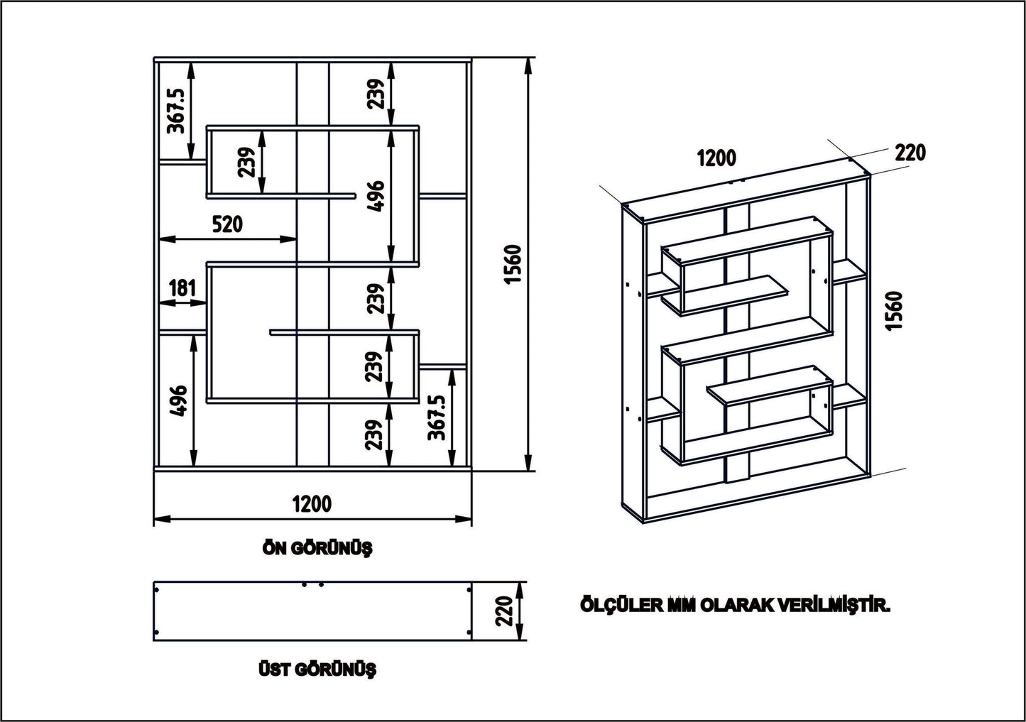 Βιβλιοθήκη 120 × 22 × 156 εκ. Μαύρο Δρυς GR875ZNA3650