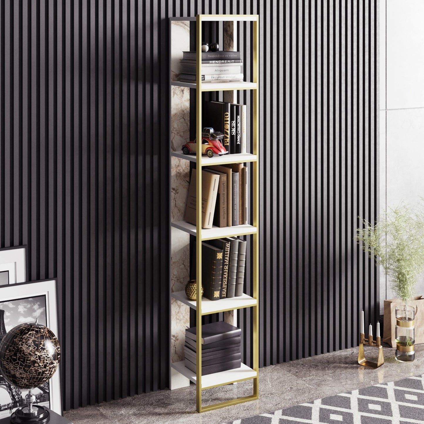Βιβλιοθήκη 32,2 × 31,3 × 178,5 εκ. Χρυσό Λευκό GR875ZNA3651
