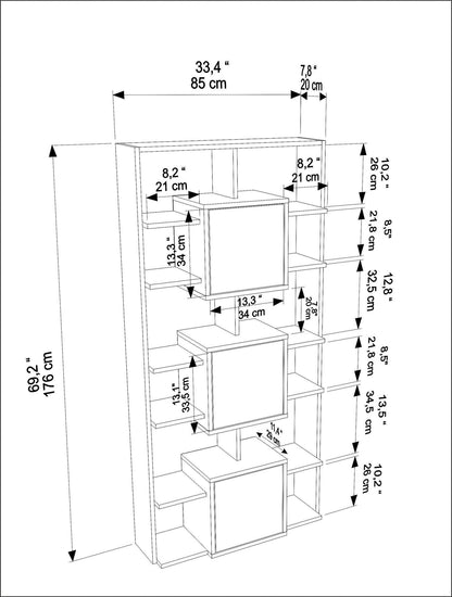 Βιβλιοθήκη 85 × 20 × 176 εκ. Καρυδί Travertine GR875ZNA3664