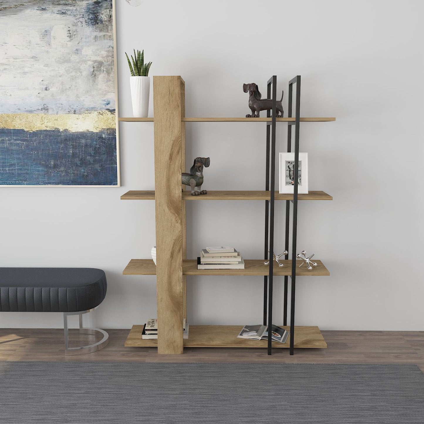 Βιβλιοθήκη 120 × 31 × 160 εκ. Δρυς Μαύρο GR875ZNA3669