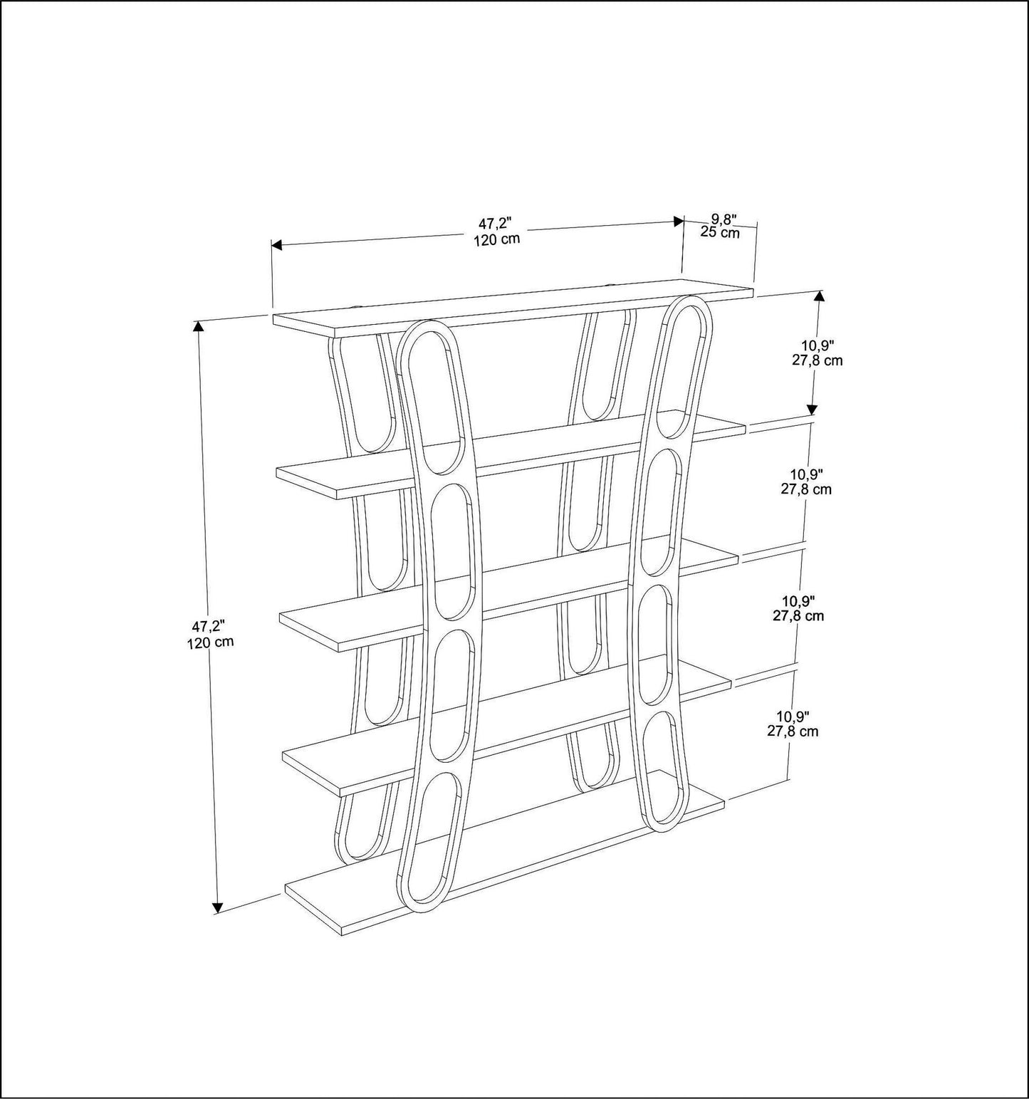 Βιβλιοθήκη 120 × 25 × 120 εκ. Μαύρο GR875ZNA4506