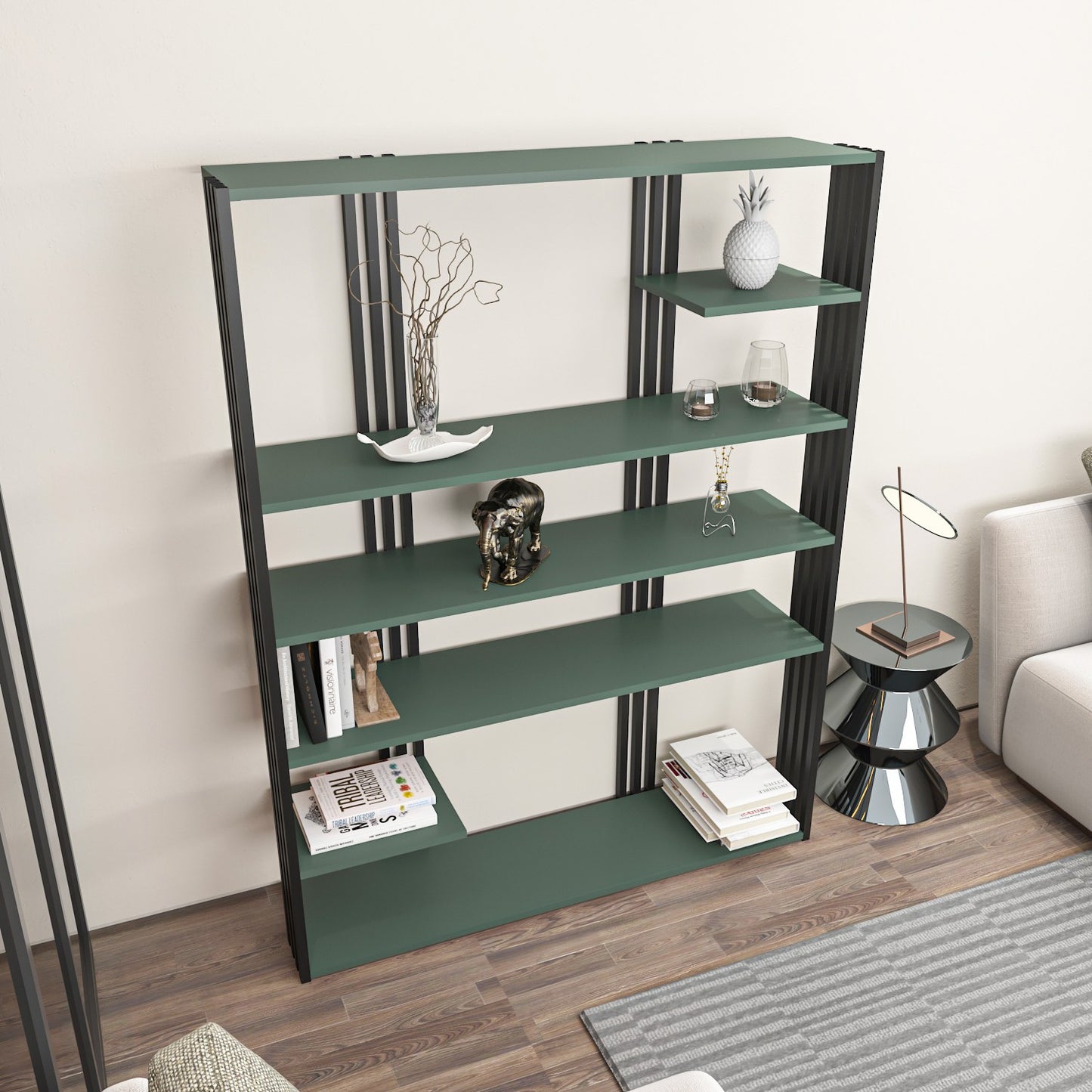 Βιβλιοθήκη 120 × 29,6 × 160 εκ. Πράσινο Μαύρο GR875ZNA4525