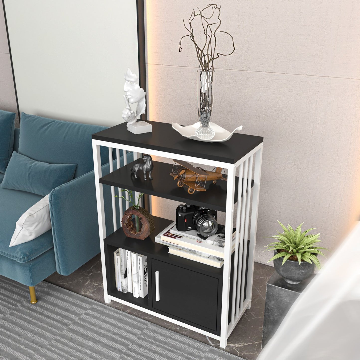 Βιβλιοθήκη 60 × 29,6 × 80 εκ. Ανθρακί Λευκό GR875ZNA4530