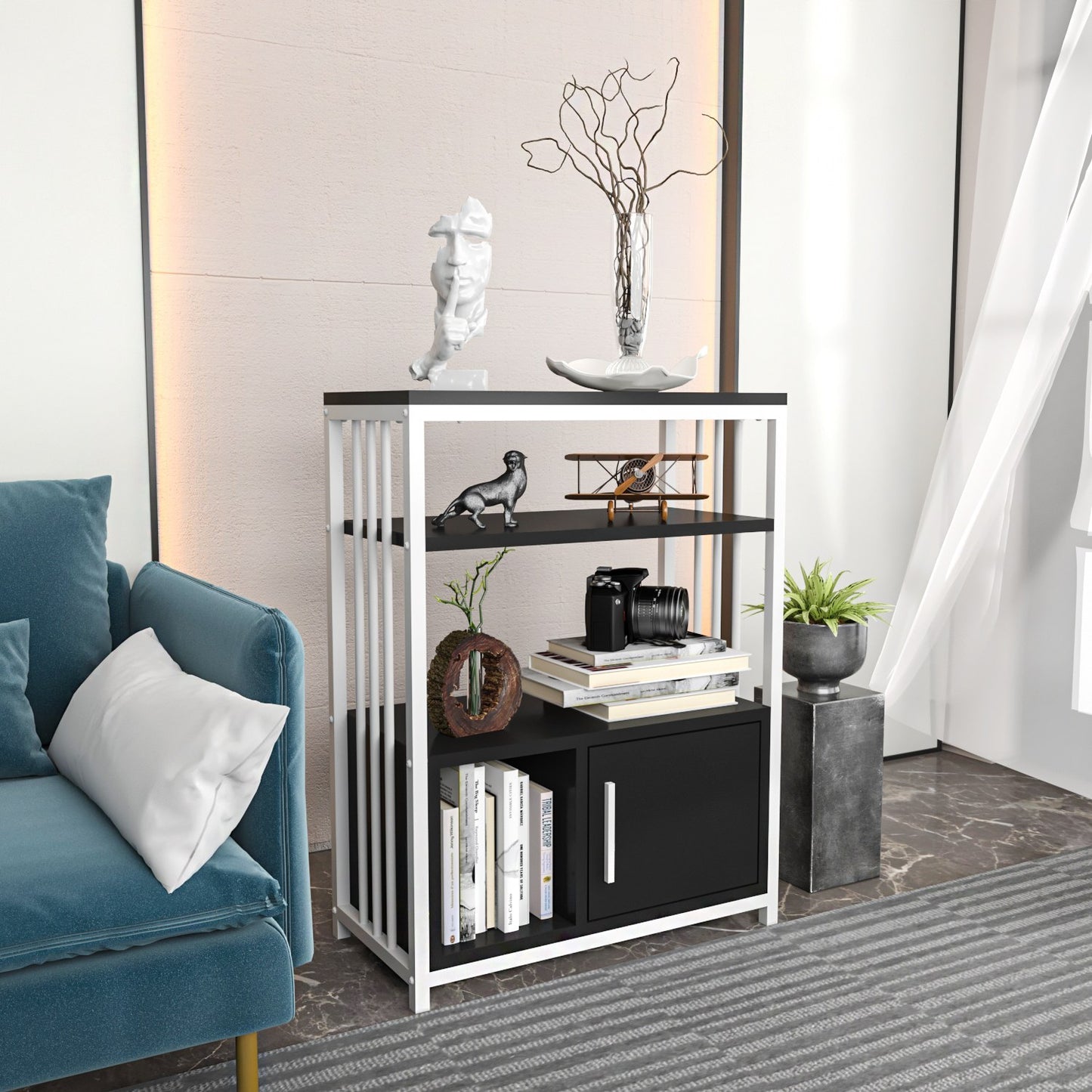 Βιβλιοθήκη 60 × 29,6 × 80 εκ. Ανθρακί Λευκό GR875ZNA4530
