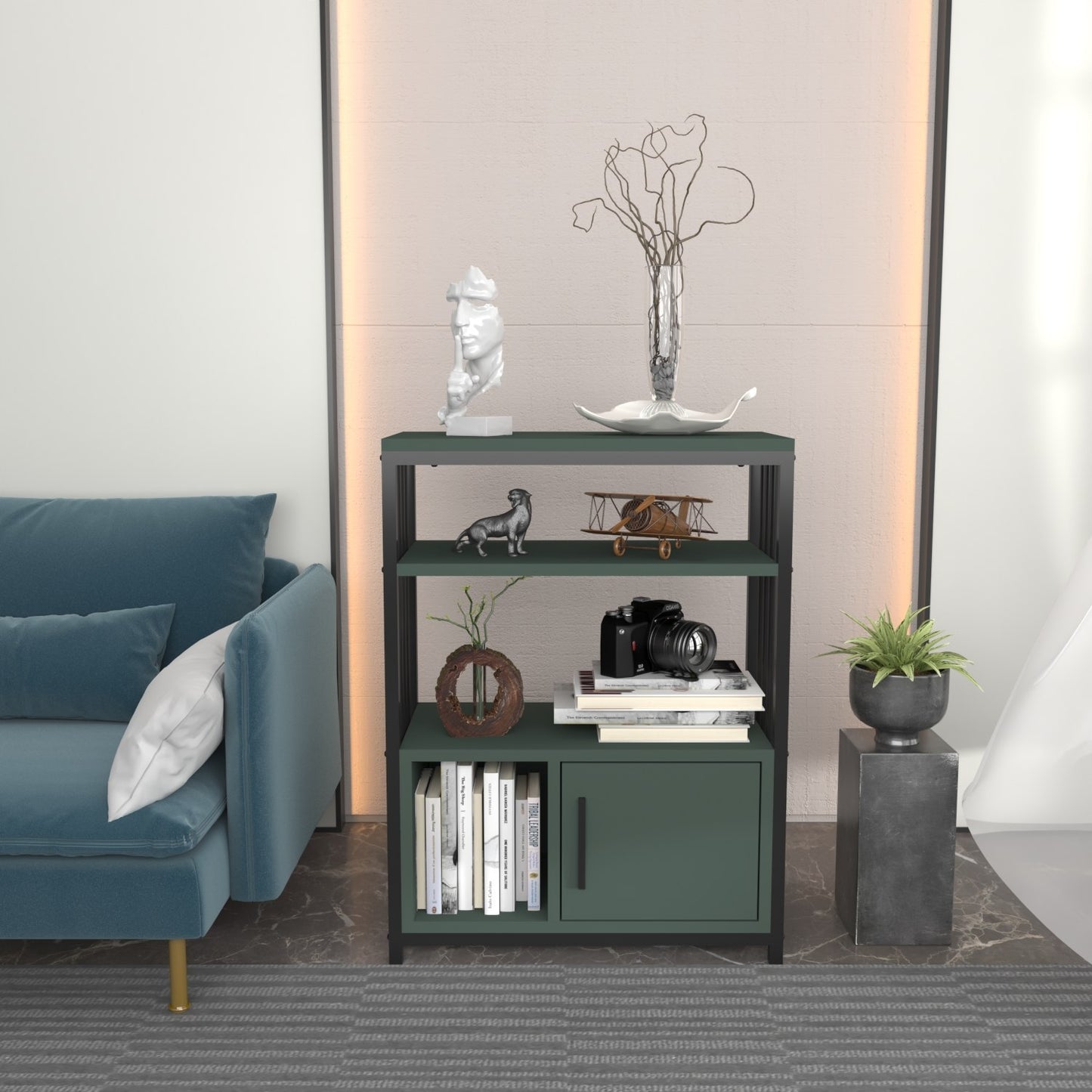 Βιβλιοθήκη 60 × 29,6 × 80 εκ. Πράσινο Μαύρο GR875ZNA4535