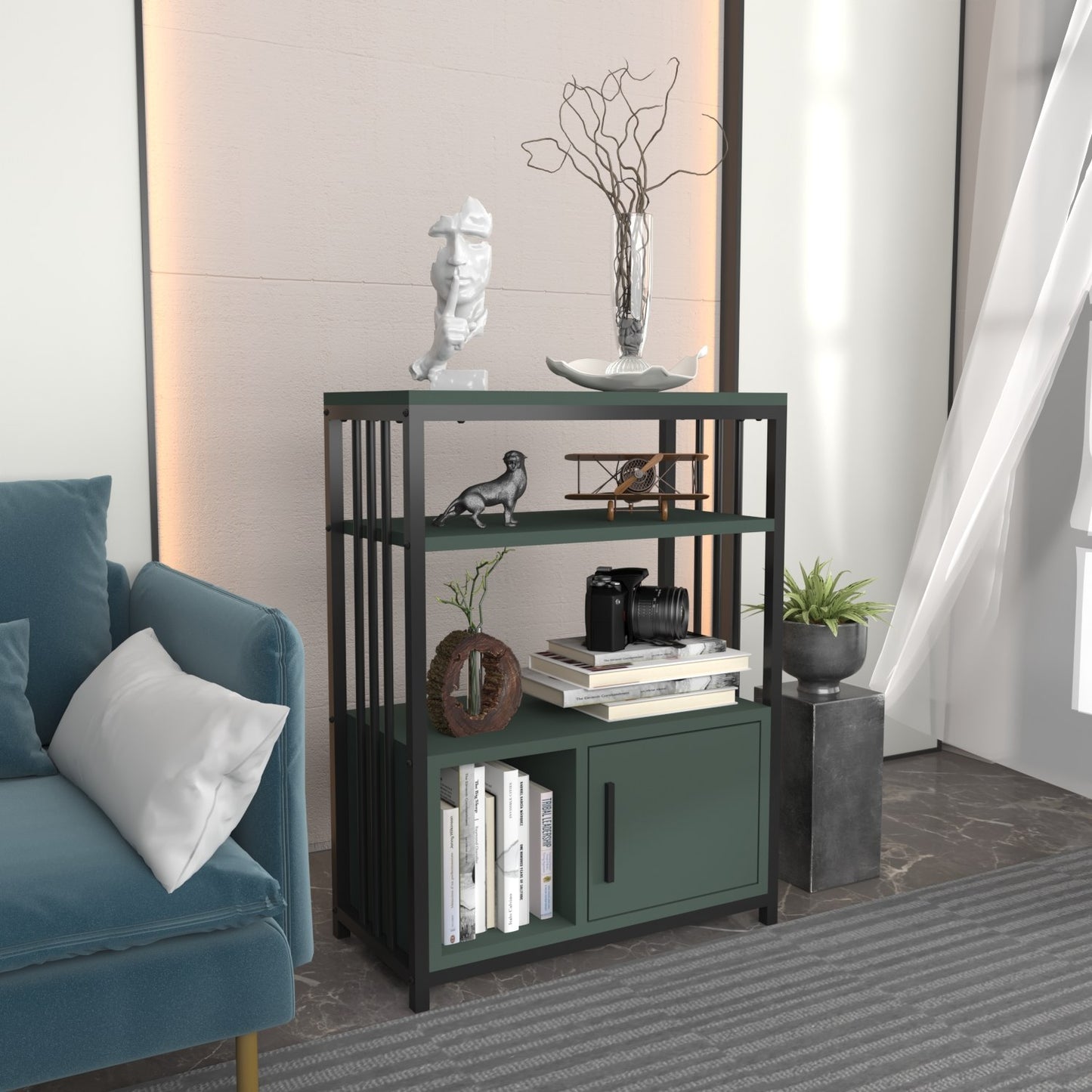 Βιβλιοθήκη 60 × 29,6 × 80 εκ. Πράσινο Μαύρο GR875ZNA4535
