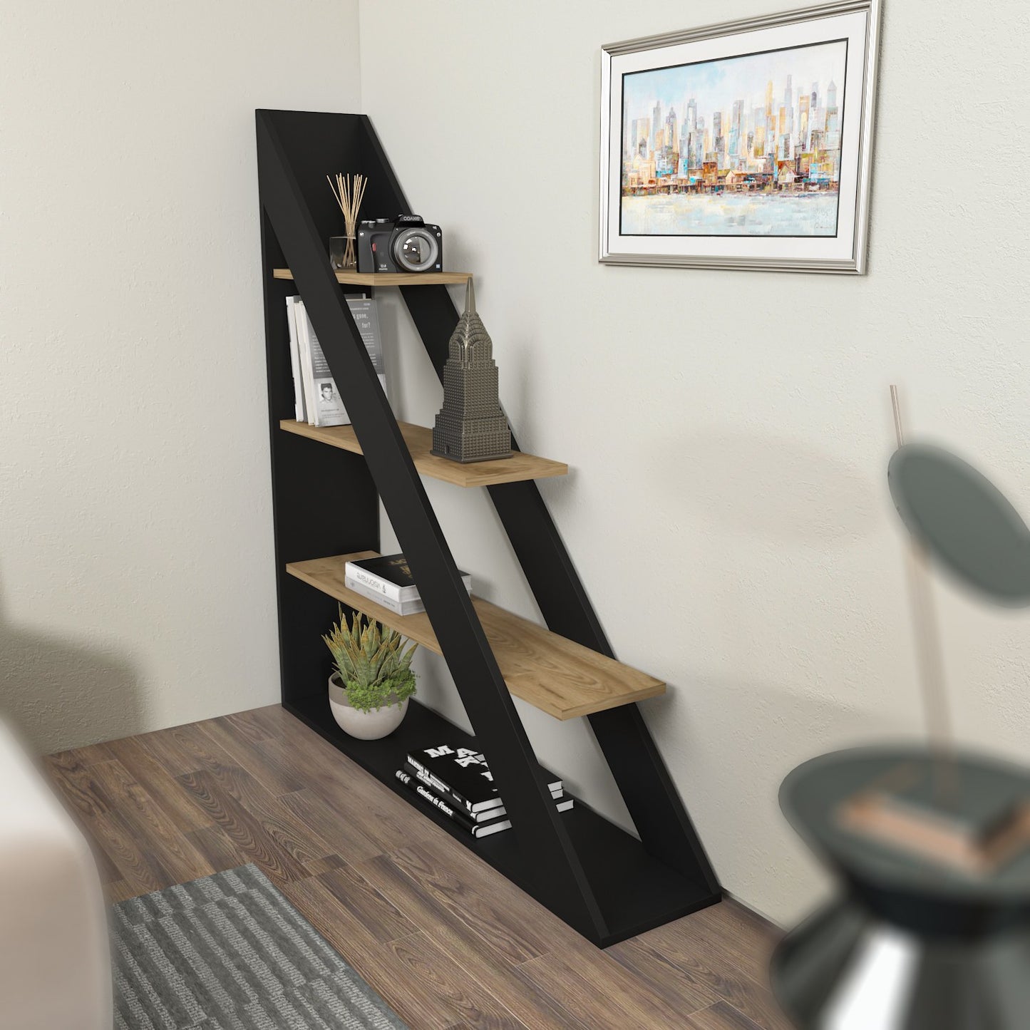 Βιβλιοθήκη 120 × 25 × 131,8 εκ. Μαύρο Δρυς GR875ZNA4561