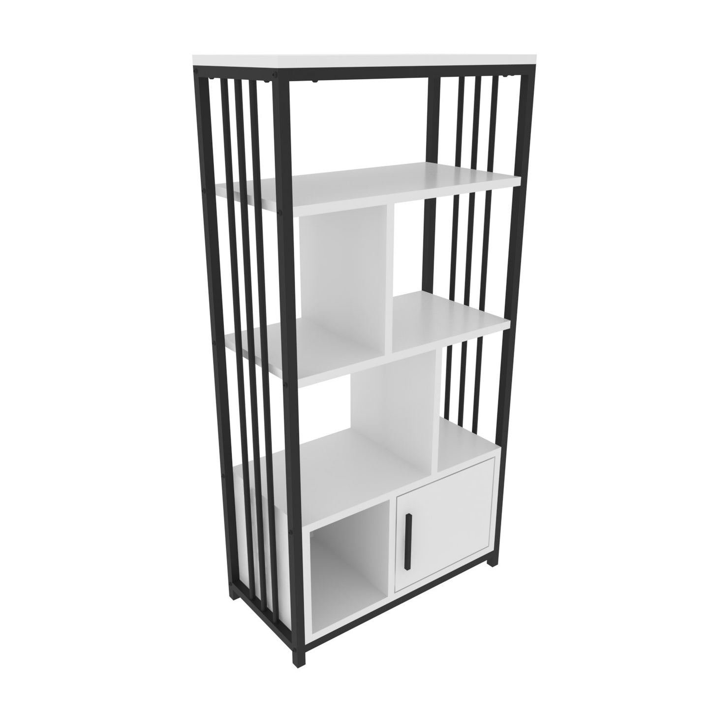 Βιβλιοθήκη 60 × 29,6 × 120 εκ. Λευκό Μαύρο GR875ZNA4567