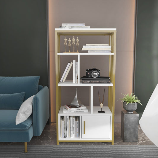 Βιβλιοθήκη 60 × 29,6 × 120 εκ. Λευκό Χρυσό GR875ZNA4568
