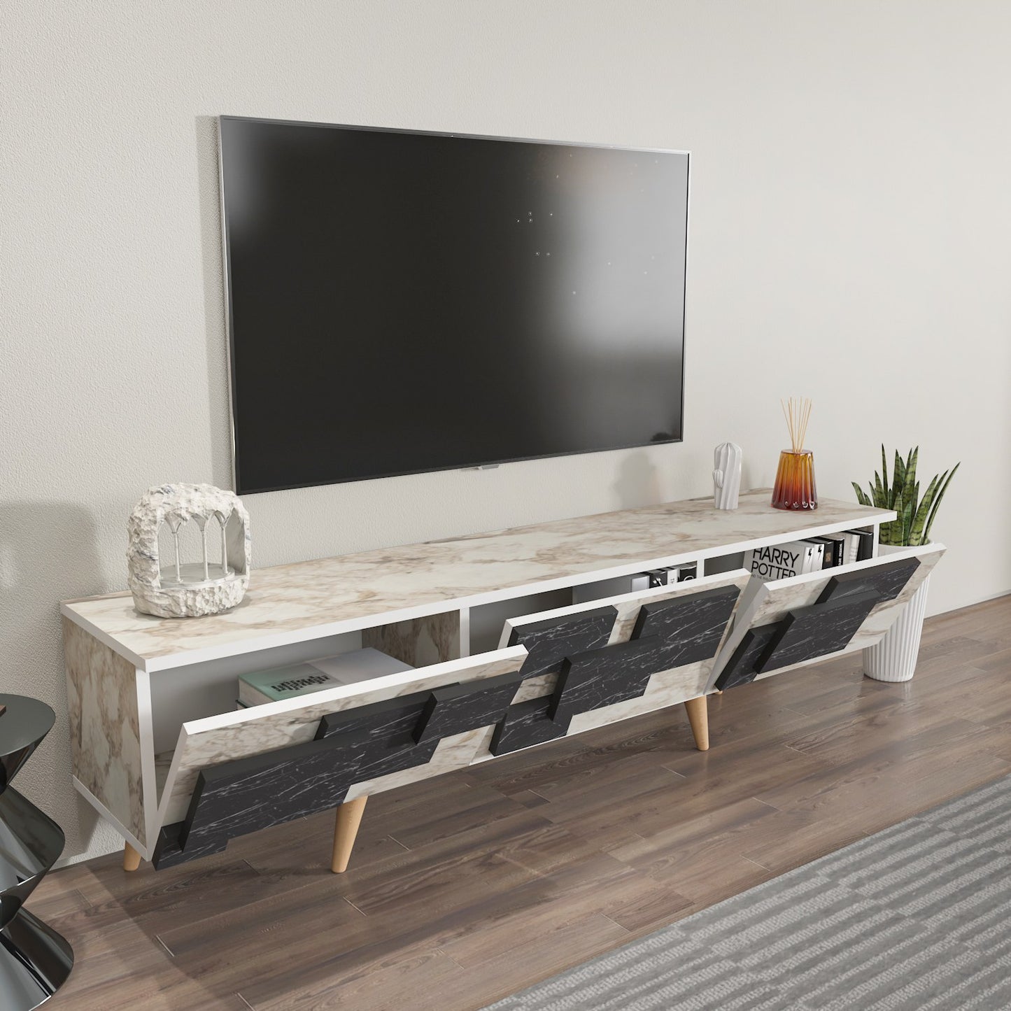 Έπιπλο Τηλεόρασης TV Βάση Σύνθεση Λευκό Marble | 875ZNA4582